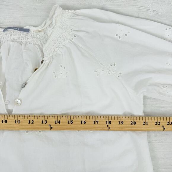 Tart Mia White Eyelet Dress Women L Ruffle Hem Peasant Dainty Cotton Cottagecore - Picture 11 of 15